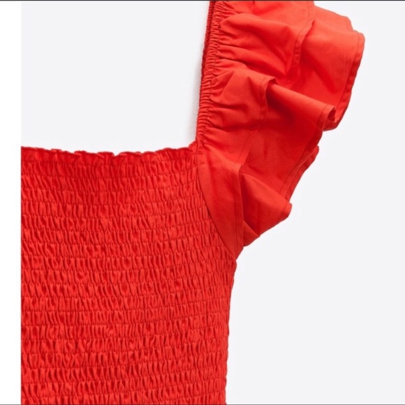 🆕Zara Bright Red Ruffled Dress - Picture 2 of 4